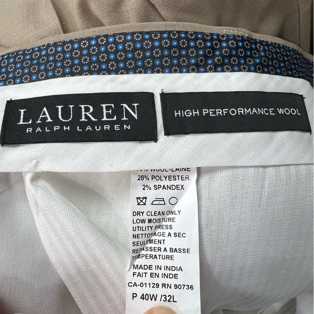 NWT $140 Lauren Ralph Lauren‎ Dress Pants UltraFlex Cuffed Hem Tan 40x32 - Picture 5 of 6
